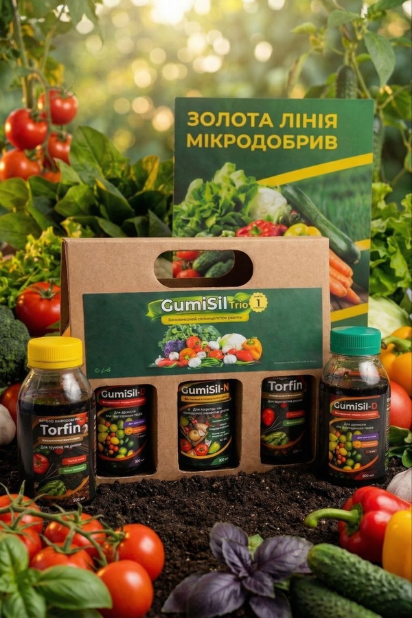 Золoта лінійка мікродобрив GumiSil Trio для городу