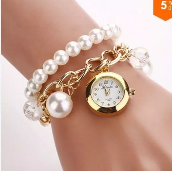 Комплект: женские часы с жемчужным браслетом  серьги 2